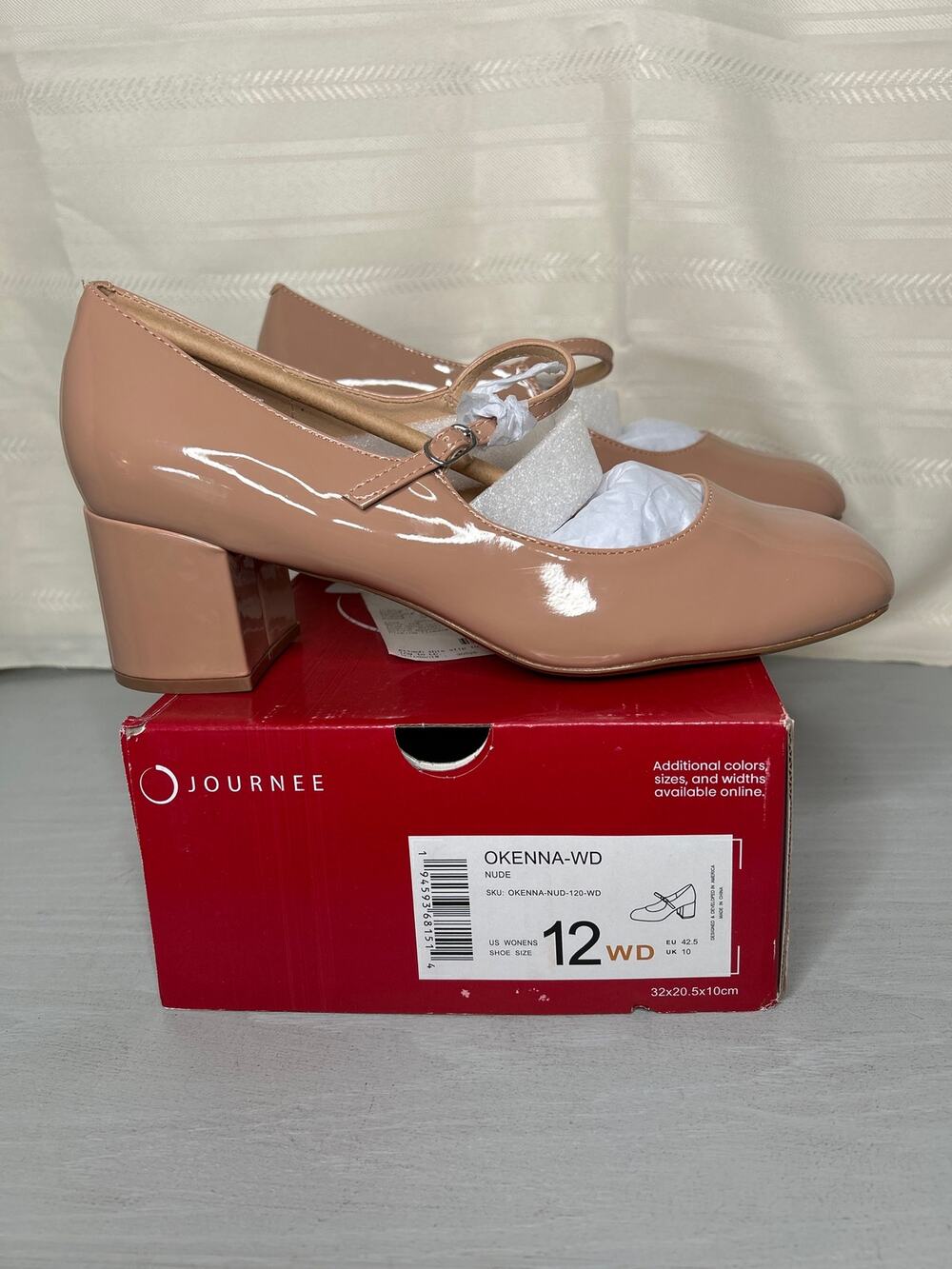 Journee Collection Okenna Mary Jane Block Heel Pumps Nude Size 12WD